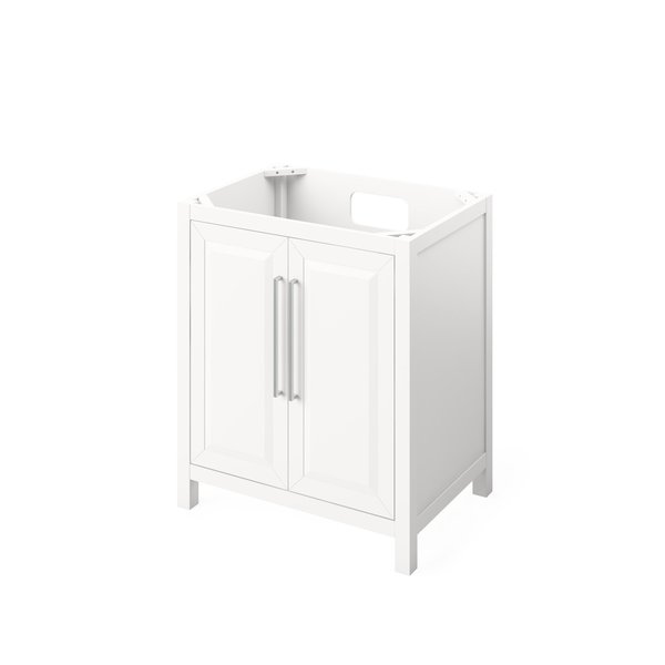 Jeffrey Alexander 30" White Cade Vanity, White Carrara Marble Vanity Top, undermount rectangle bowl VKITCAD30WHWCR